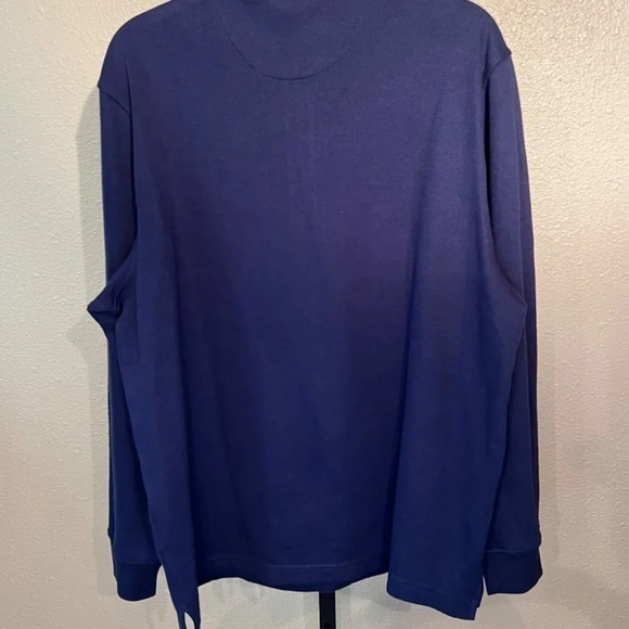 Men’s Club Room pique polo in navy blue size large w/ quarter zip front NEW - Picture 8 of 9
